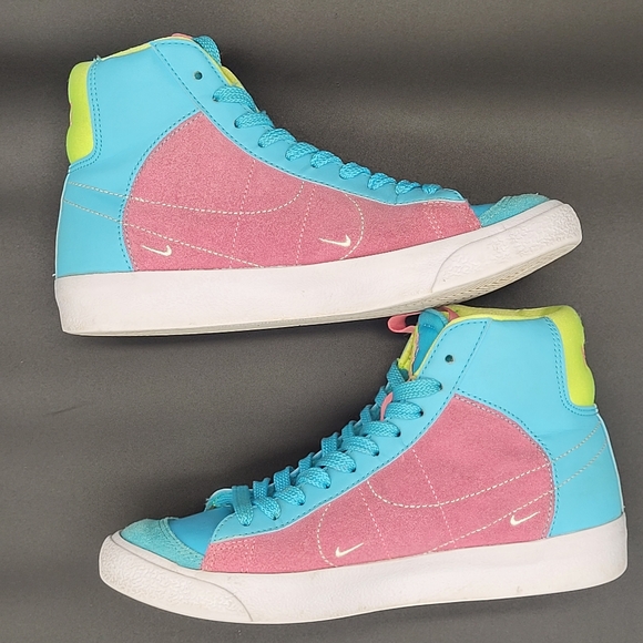 Nike Blazer Mid 77 GS 'Dance Baltic Blue Volt Pink' Youth Size 5 DQ6084-400 Used - Picture 4 of 12